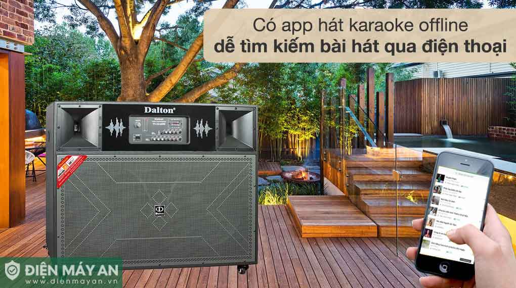 Loa karaoke Dalton ngoài trời kết nối điện thoại, hỗ trợ app hát karaoke offline tìm bài hát dễ dàng